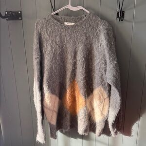 Gray with Camel and cream Women's Sweater